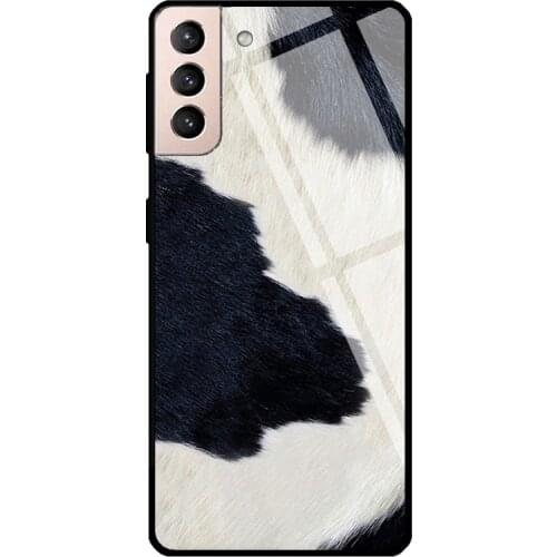 Cow Milk Cowhide Milk Farm Animal Tempered Glass Case For Samsung Galaxy S21 Ultra Note 20 S8 S9 S10 Note 10 Plus S20 FE