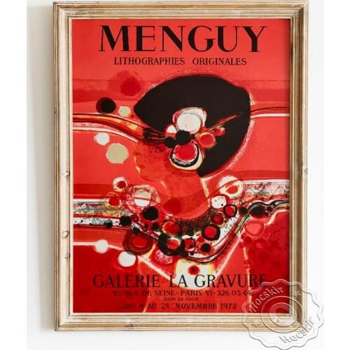 Menguy Exhibition Museum Poster, Abstract Art Lithographies Wall Picture, Galerie La Gravure Wall Hangding Decorative Painting