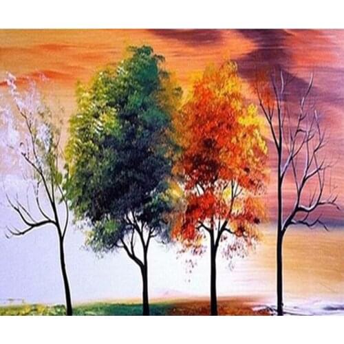 5D Diy Diamond Painting Cross Stitch Landscape two trees Home Decor Full Rhinestones Mosaic Inlay Diamond Embroidery Handcraft