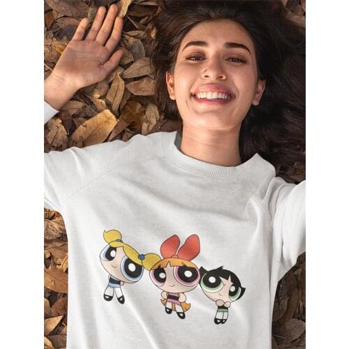 Confident Girl Sweatshirt Powerpuff Sweet Cartoon Fashion Winter Spring Autumn Warm Tumblr Clothes Women Comfy Home Life Lovely