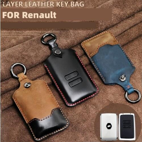 Leather Car Key Cases For Renault Clio Talisman Megane Scenic Kadjar Captur Koleos Smart Remote Fob Shell Cover