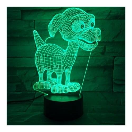 Cartoon 3D Cute Dog Night Lamp 7 Color Change Acrylic Remote Touch Desk Lamp Christmas Decorations For Home 510
