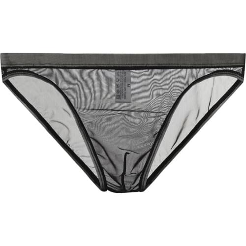 Mens Low Rise Underwear Briefs Sexy Breathable Thong Lingerie See Through Mens Mesh Transparent Underwear