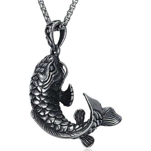 NFS 4.4CM Stainless Steel Cast Pendant Animal Modeling Carp Pendant Necklace Working Life Good Luck Fish Men Necklace