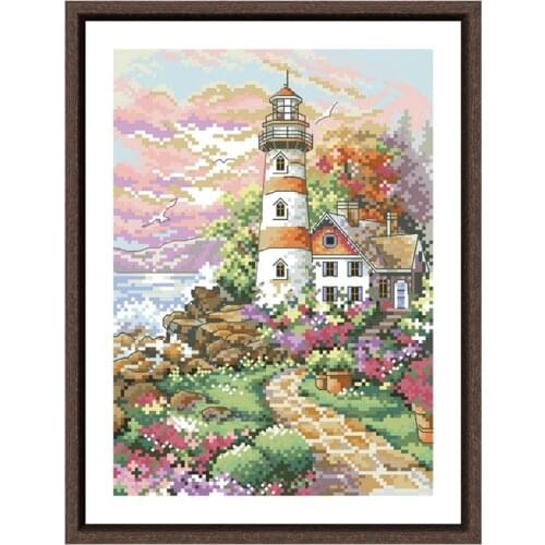 Beacon at daybreak cross stitch kits embroidery needlework sets 18ct 14ct 11ct white cloth cotton thread DIY handmade