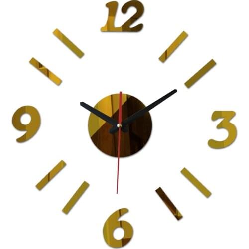 New diy wall clock digital clocks watch horloge acrylic 3d mirror stickers europe living room still life quartz needle