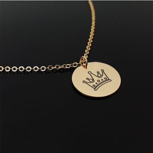 Stainless Steel Gold Dics Round Pendant Fingers Custom Print Necklace Chain For Women Statement Necklaces Jewelry