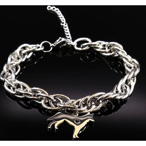 Silver Color Pokemon Stainless Steel Bracelets Women German Shepherd Necklace Jewelry Gift pulseras mujer moda B17900S02