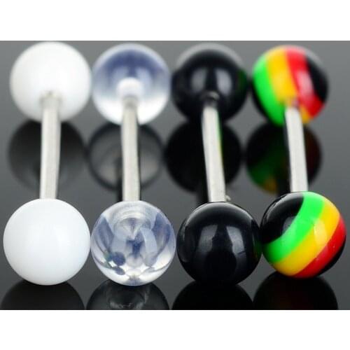 1pc Sexy Barbells Ball Tragus Ear Cartilage Labret Lip Piercing Stainless Steel Tongue Rings Body Jewelry White Black Color