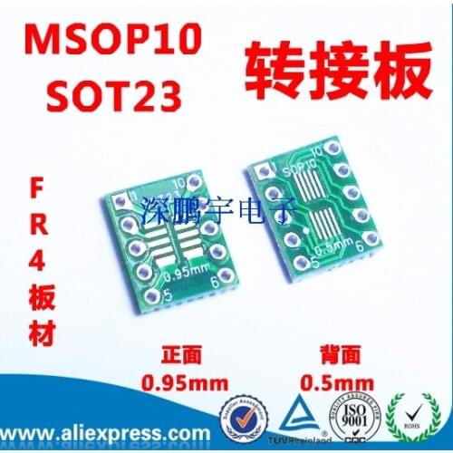 Sot23 msop10 umax transfer dip10 adapter board 0.5mm 0.95mm pitch