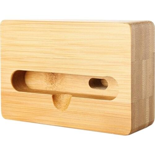 Cell Phone Stand with Sound Amplifier, Phone Stand Holder Natural Bamboo Wood Phone Dock Stands for Smartphones