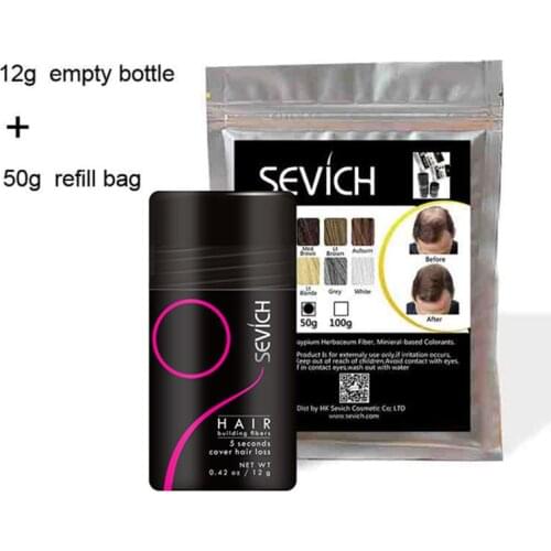 Sevich 2pcs/set 10 colours 50g hair building fibers refill bag + 12g empty bottle hair thickener fuller hair loss treatment