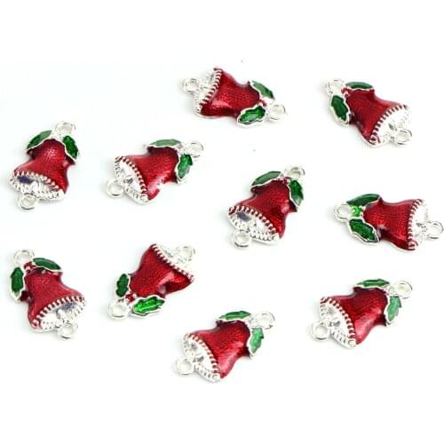 Alloy Christmas Enamel Red Bell Pendant Hair Accessories Bracelet Necklace Accessories DIY Alloy Fitting