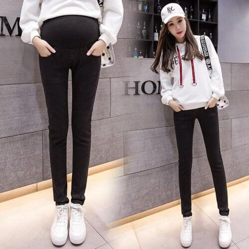 607# Maternity pants Spring Autumn Maternity Jeans Belly Support Pants Support Abdomen Elastic Waist Maternity Trousers