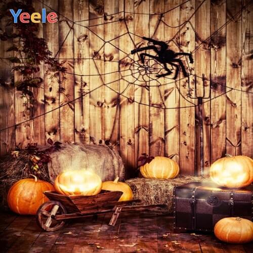 Yeele Halloween Backdrop Spider Web Pumpkin Wood House Custom Vinyl Photography Background For Photo Studio Photocall Photophone