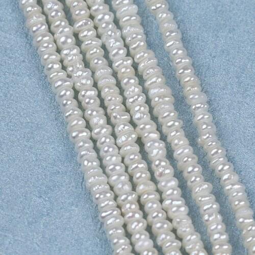 Wholesale White Color Real Freshwater Button Pearl Strand Flat Round Natural Pearls For Jewelry Making