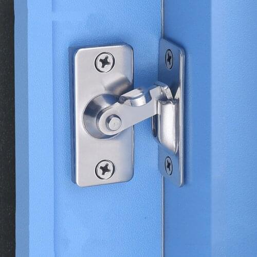 1Pc 90 Degree Solid Door Latch Bolt 304 Stainless Steel Lock Sliding Right Angle Buckle Black Windoo Latches Plug Small
