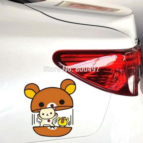 10 x Newest Funny Cartoon Lovely Bear Rilakkuma Car Stickers for Tesla Toyota VW Toyota Chevrolet Honda Ford Audi Fiat Benz Lada