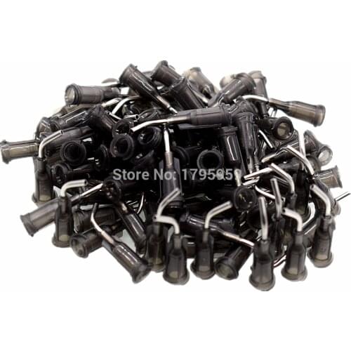 100pcs 16G Bent Dispensing Tips Adhesive Glue Dispensing Needle Liquid Glue Dispenser 45 Degree Bent Tapered Needles Blunt Tips