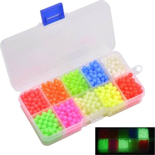 1000Pcs/Box Luminous Fishing Beads Lure 5mm Plastic Fishing Floats Night Glow Beads For Bass Trout Fishing Lure Accessories
