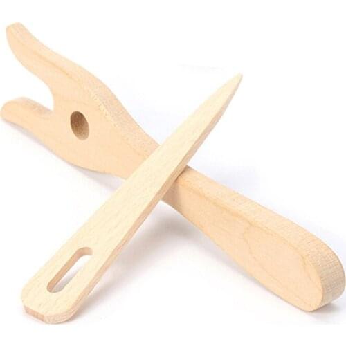 2pcs Crafts Weaving Tool Wooden Fork Type for Children Hand Knitting Handicraft Production DIY Sewing Accessories