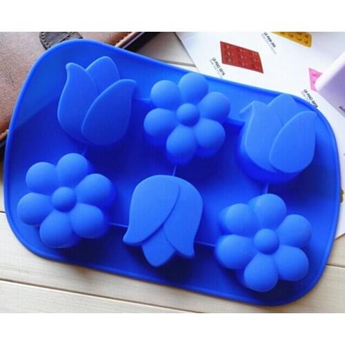 20pcs/lot New 6 Holes Plum Tulips Flowers Silicone Cake Mould Soap mould jelly mould chocolate mold Cake Decorating Tools