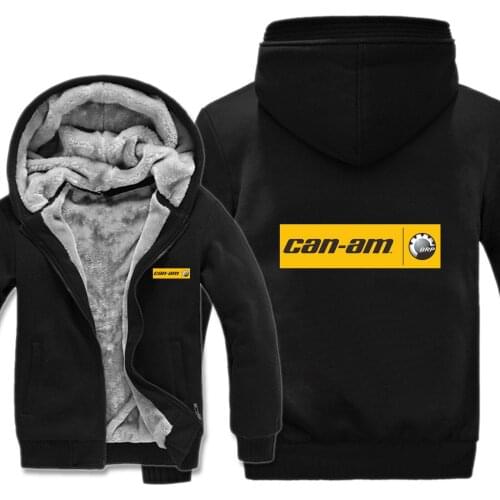 2021 Can Am Logo Stripe Brp Team Hoodies Mens Zipper Coat Fleece Thicken Can Am Sweatshirt Pullover