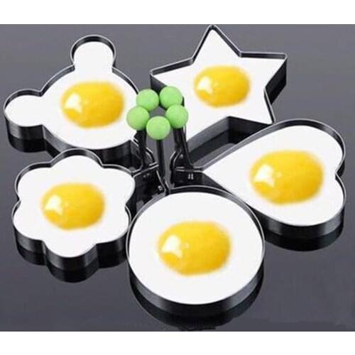 5pcs/set Egg Mold Stainless Steel Omelette Egg Frying Mold Love Flower Star Shape Egg Pancake Ring for Fried Egg Kitchen Tool