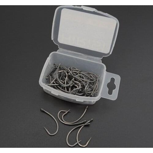 50 Pcs/lot Sea Offset Hook 2# 4# 6# 8# Carp Snap Fishing Single Barbed Hook Steel Fishing Hooks Fishhooks Set With Box