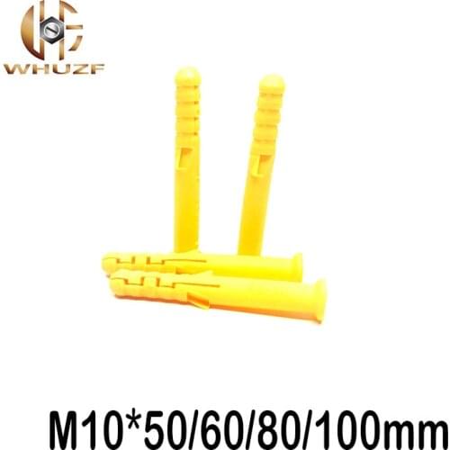 50pcs M10 *50/60/80/100mm small fish yellow croaker plastic dowel expansion pipe plastic plug is self-tapping screws