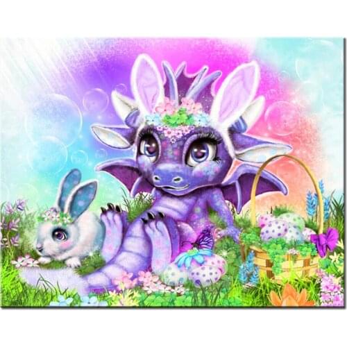 Diamond mosaic Cute Cow Dragon rabbit,5d Diy diamond painting full square Round diamond embroidery Rhinestone cross stitch X76