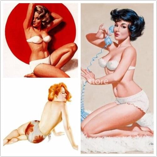 Diy Diamond Painting Sexy Vintage Girl Lady Cross Stitch Needlework Rhinestone Nouveaute 2019 5d Diamond Embroidery Home Decor