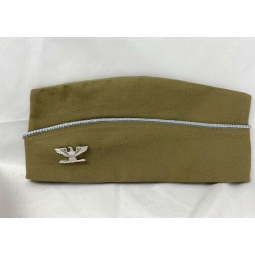 WW2 US ARMY KHAKI GARRISON CAP HAT & ARMY COLONEL EAGLE INSIGNIA armyshop2008