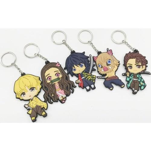 Anime Demon Slayer PVC Keychains Cosplay Kamado Nezuko Tanjirou Agatsuma Zenitsu Action Figures Keychain Gift Anime Accessories
