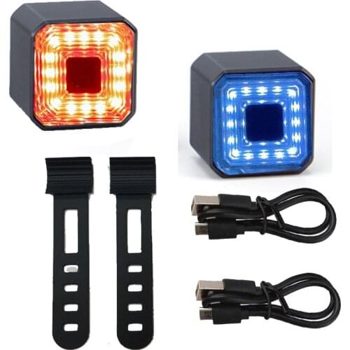 USB Rechargeable Bicycle Rear Warning Lantern LED Bike Tail Lamp Acceorries Smart Manual Cycling Taillight Bicycle Accessories