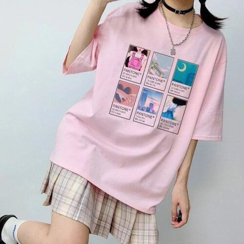 Kuakuayu HJN Anime Patone Girl Japanese Style Girl T Shirt Ulzzang Top Fashion Short Sleeve T-shirt Summer Class Uniform