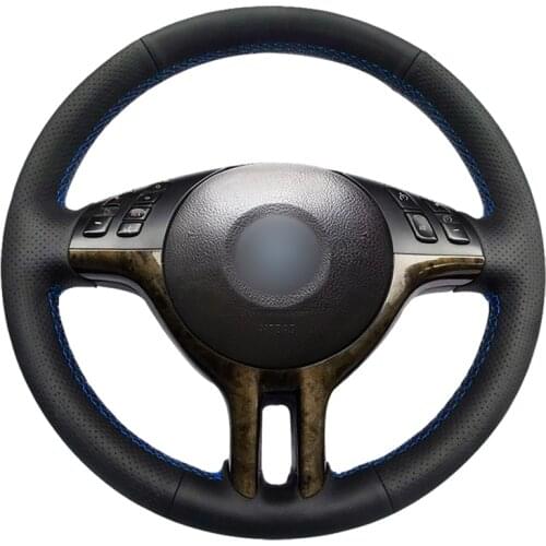 Hand-stitched Diy Black PU Artificial Leather Car Steering Wheel Cover for BMW E39 E46 325i E53 X5 Accessories