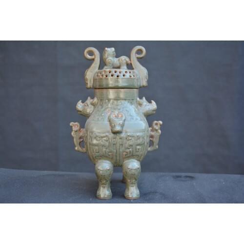 Rare SongDynasty porcelain JAR,YUE Kiln,Animal pattern incense burner bottle,Hand-painted crafts,Decoration,collection&Adornment