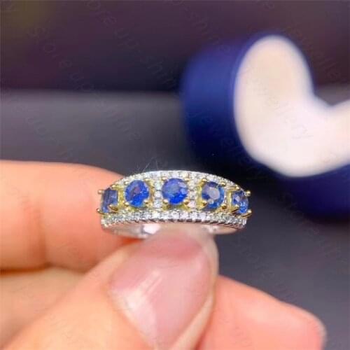 New natural sapphire ring, 925 silver womens ring, simple and lovely