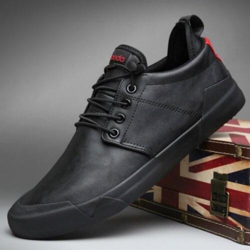 Mens Vulcanize Shoes Fashion Mens Leather Casual Shoes Youth Elastic Band Trend Sneakers Flats Soft Sole Moccasins Loafers