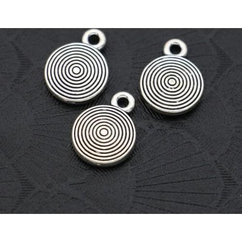 20pcs Antique Silver Plated Round Swirl Charms Pendants for Jewelry Making Bracelet DIY Handmade Accessories 9mm