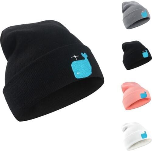 MingJieBiHuo new fashion Autumn and winter creative hip hop wool hat whale embroidery warm wild personality knit hat