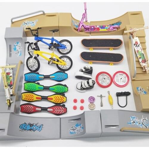 Mini Scooter Two Wheel Skateboarding Fingerboard Finger Skate Board Bikes Tech Fingertip Bmx Bicycle Ramps Skateboard Kids Gifts