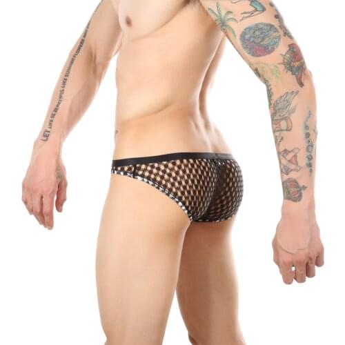 Men Underwear Sexy Mesh Net Briefs Transparent Hollow Panties Male Bikini Breathable Underpants hombre See Through