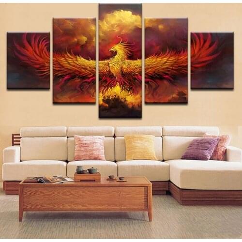 5pcs diy Diamond Painting Cross Stitch Fire Phoenix full square Diamond Mosaic beaded Embroidery Rhinestones Home Decor C693
