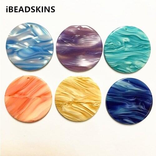 New arrival! 35mm 50pcs/lot acetic acid imitate marble coin-shape charms for earring/Jewelry DIY(As shown)