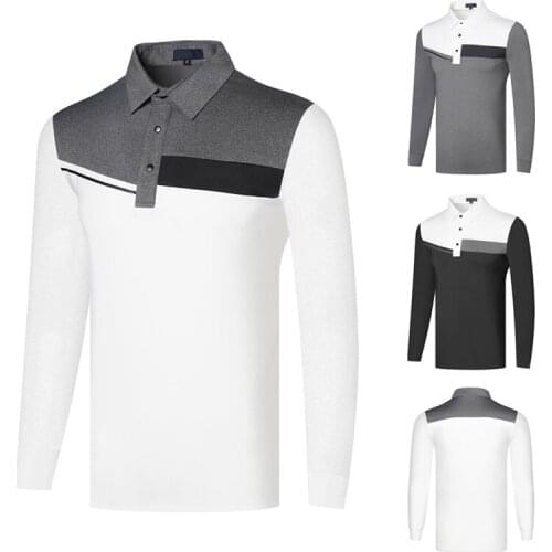 Autumn and winter golf clothing mens long sleeve T-shirt breathable quick drying sports leisure top bead fabric polo shirt