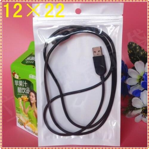 Wholesale 12*22cm White / Clear Self Seal Zipper Plastic Retail Storage Packaging Bag, Ziplock Bag Retail Package With Hang Hole