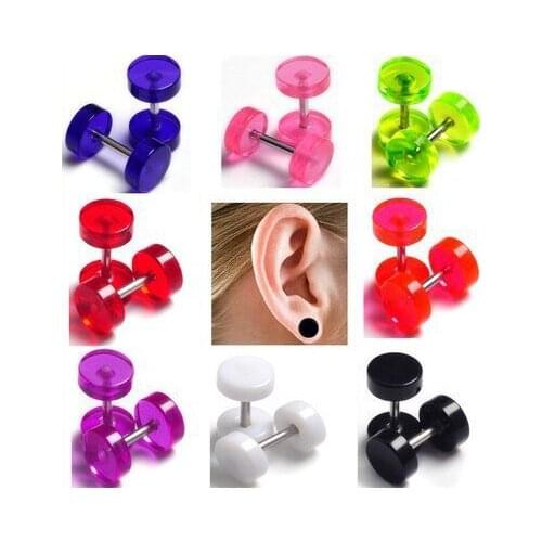 Wholesale 16Pcs/lot Acrylic Barbal Ear Plugs Tunnel Transparent Ear Expander Stretchers Ear Tragus Piercing Kit Body Jewlery 8mm