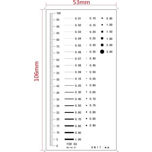Diameter inspection standard Point gauge ruler Point wire gauge stain gauge stain card Film ruler caliper area gauge